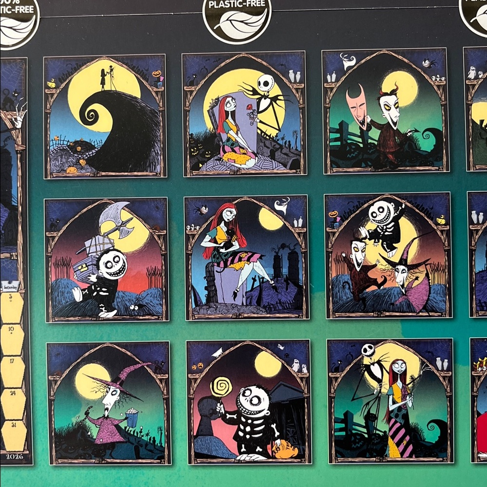 Tim Burton Nightmare Before Christmas 2026 Wall Calendar 16 Month Disney New